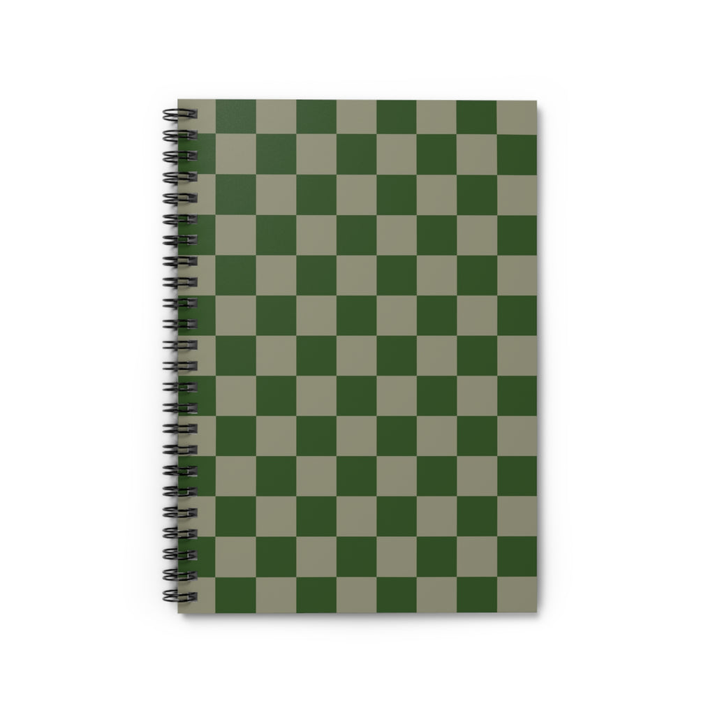 Soft Green Checkerboard Notebook | Minimal Spiral Journal