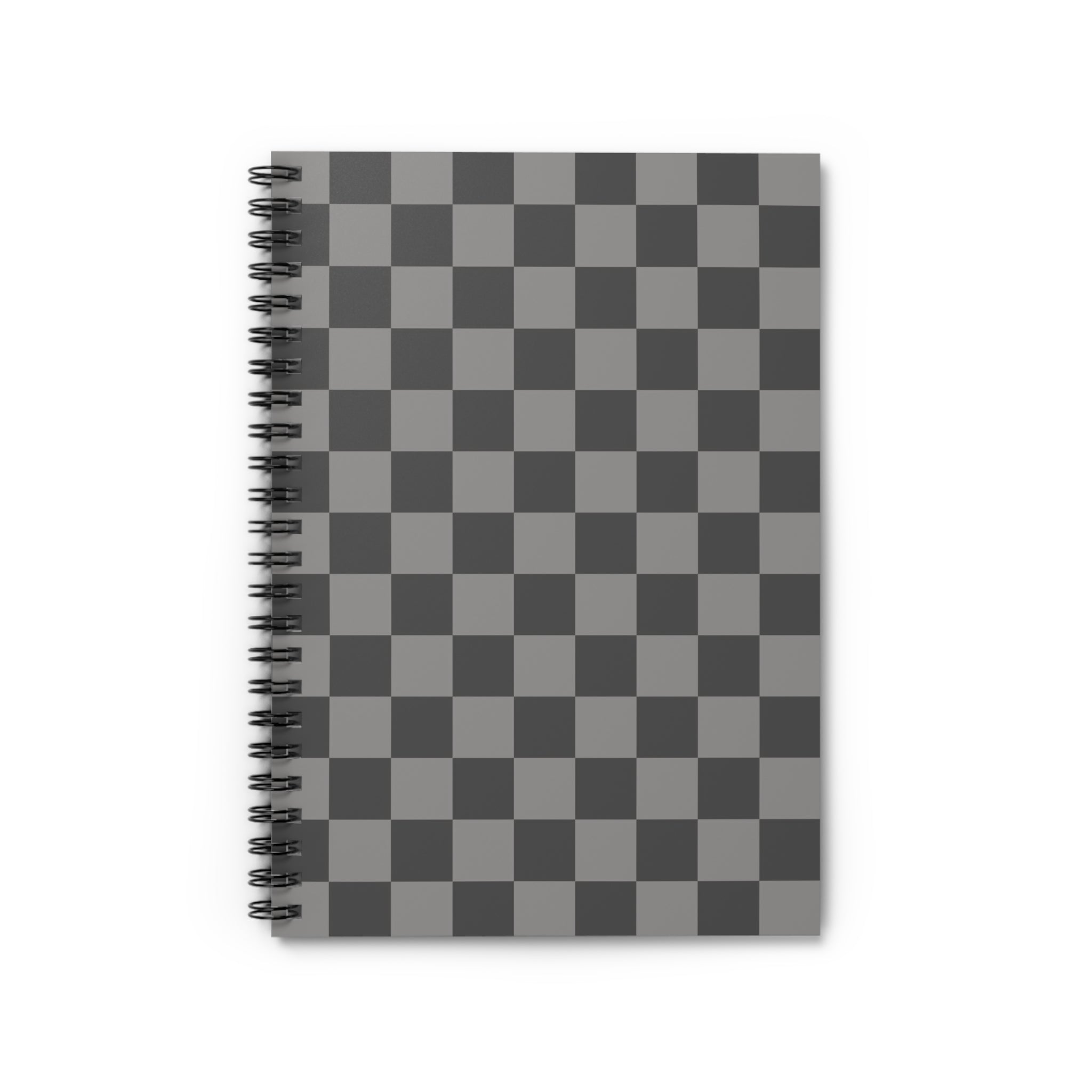Soft Gray Checkerboard Notebook | Minimal Spiral Journal