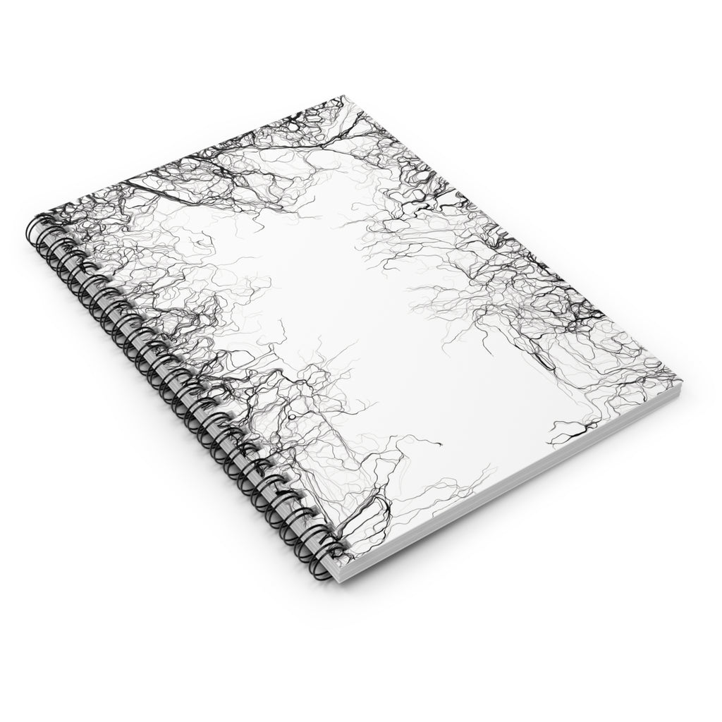 White Energy Line Art Notebook | Modern Abstract Spiral Journal