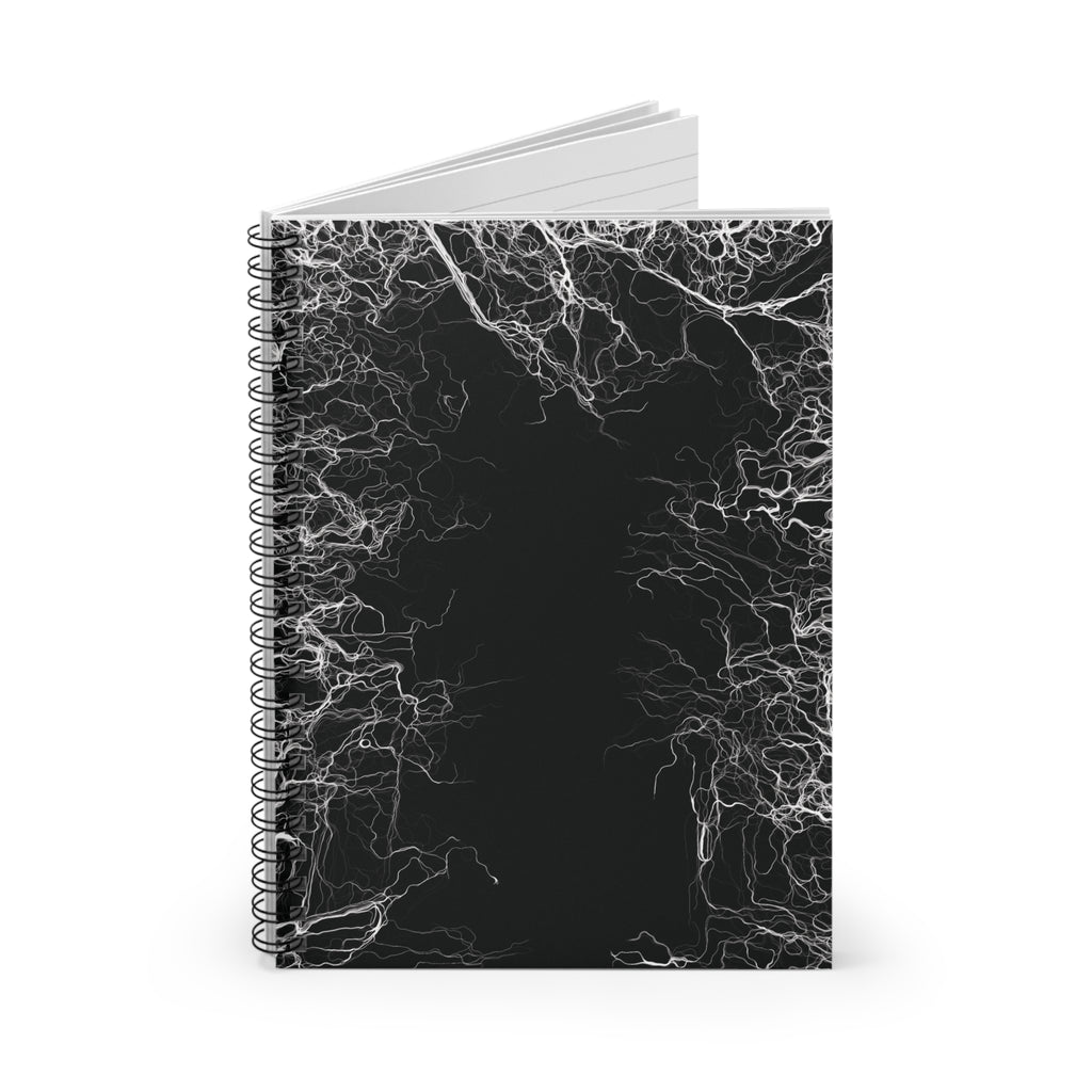Black Ink Line Art Notebook | Minimal Abstract Spiral Journal
