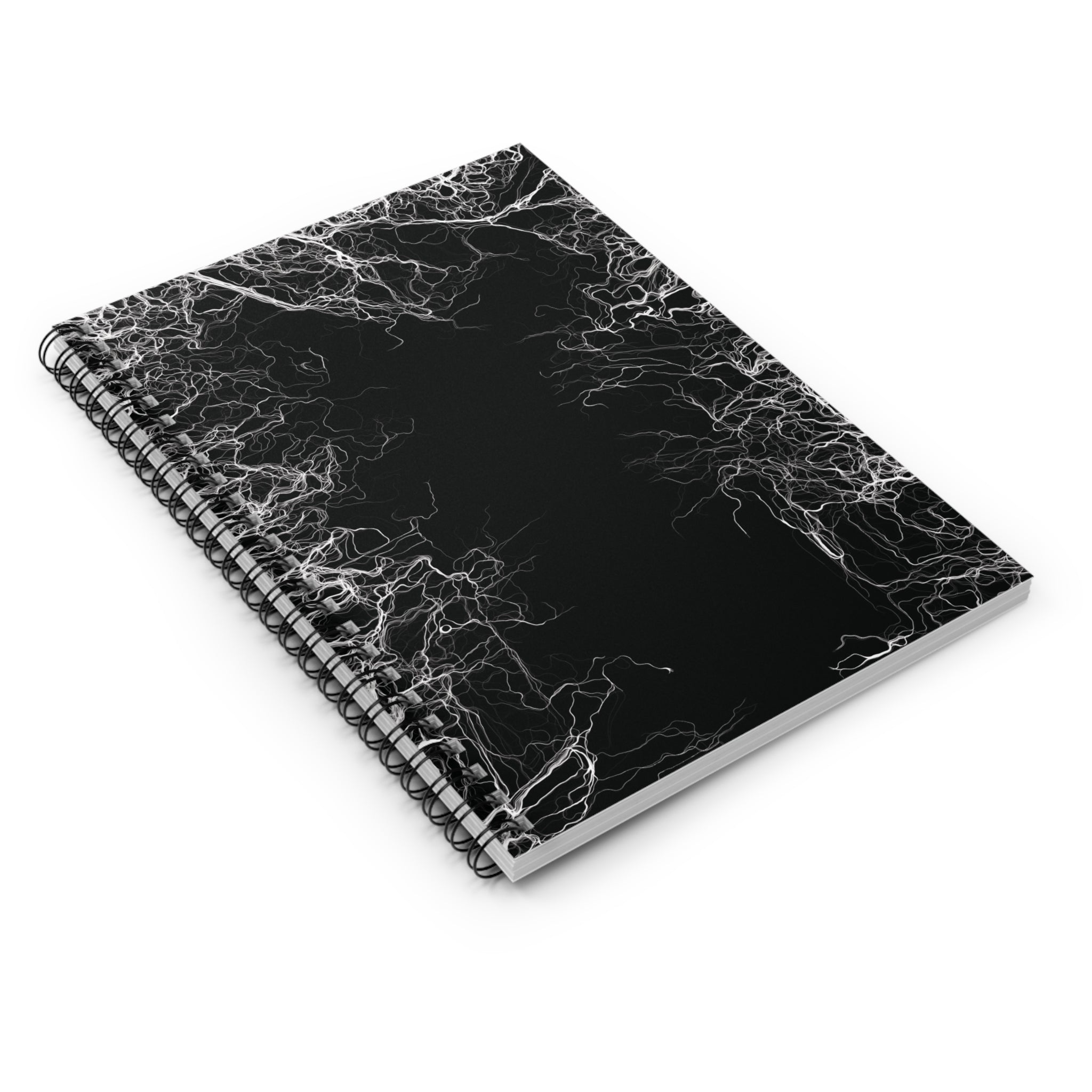 Black Ink Line Art Notebook | Minimal Abstract Spiral Journal