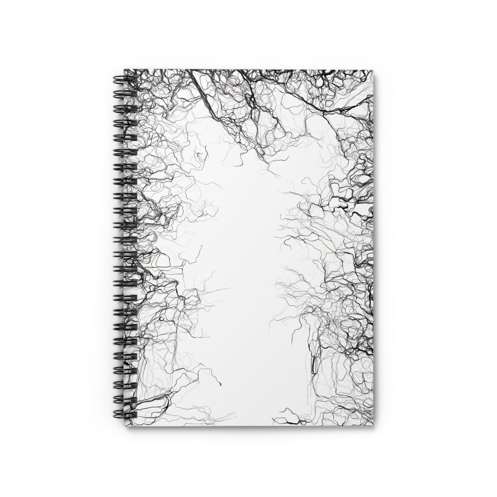 White Energy Line Art Notebook | Modern Abstract Spiral Journal