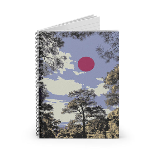 Minimal Forest Art Journal, Nature Spiral Notebook, Soft Lavender Sky