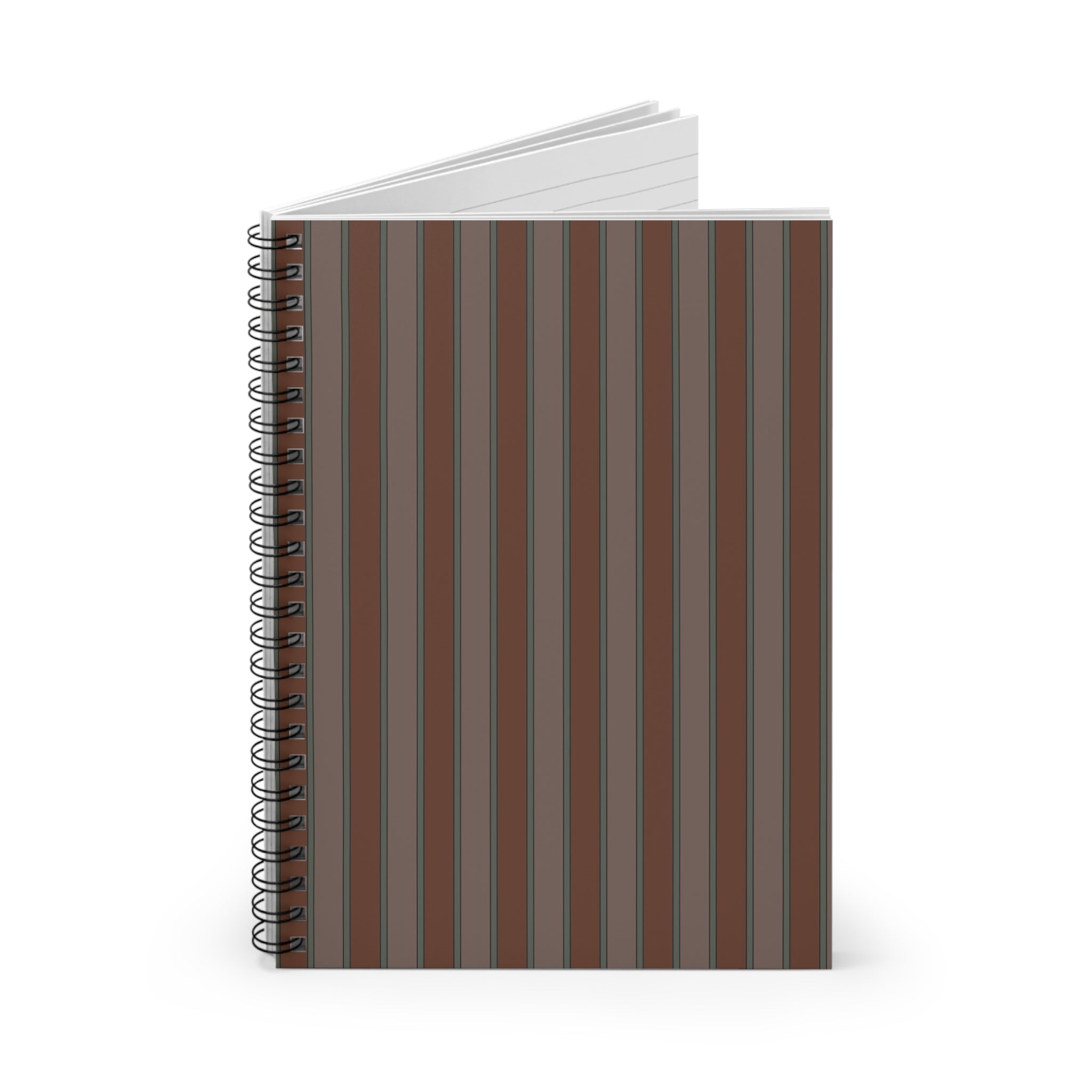 Soft Brown Vertical Striped Notebook | Minimal Spiral Journal