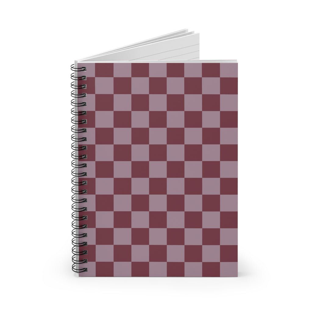 Soft Berry Checkerboard Notebook | Minimal Spiral Journal