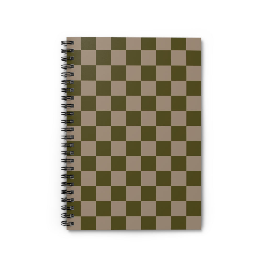 Soft Olive Clay Checkerboard Notebook | Minimal Spiral Journal