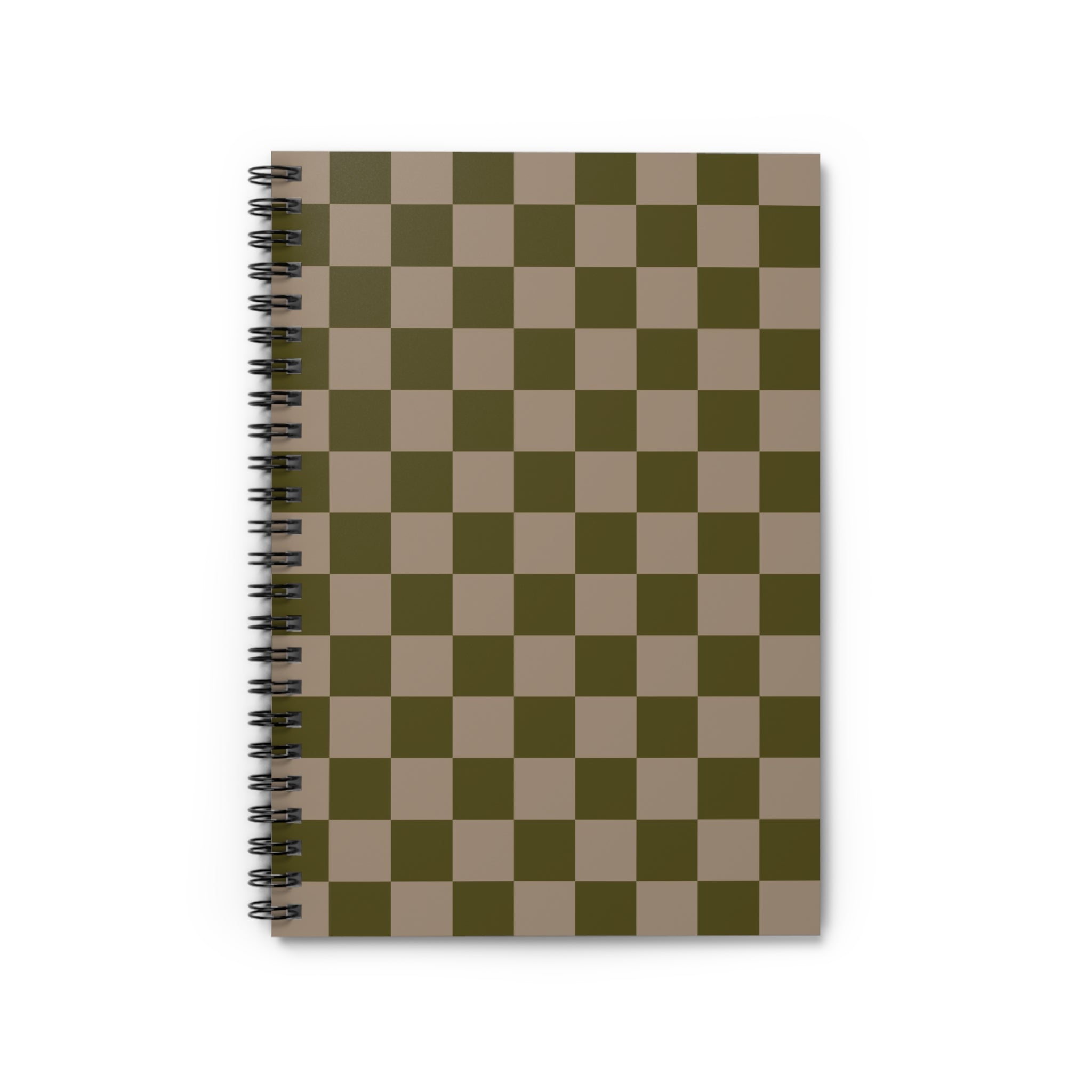 Soft Olive Clay Checkerboard Notebook | Minimal Spiral Journal