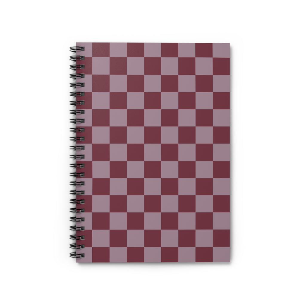 Soft Berry Checkerboard Notebook | Minimal Spiral Journal