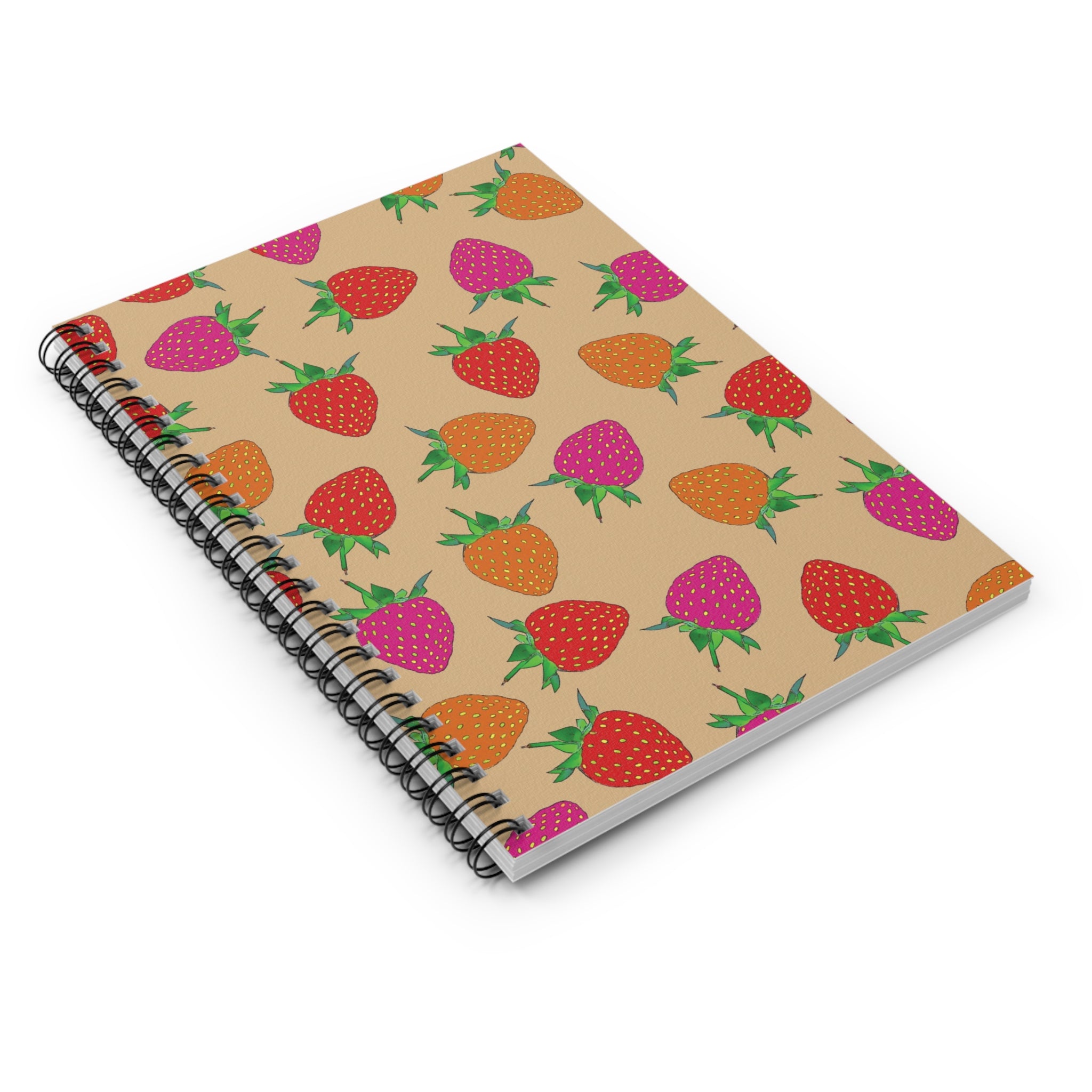Strawberry Retro Notebook, Cozy Spiral Ruled Journal