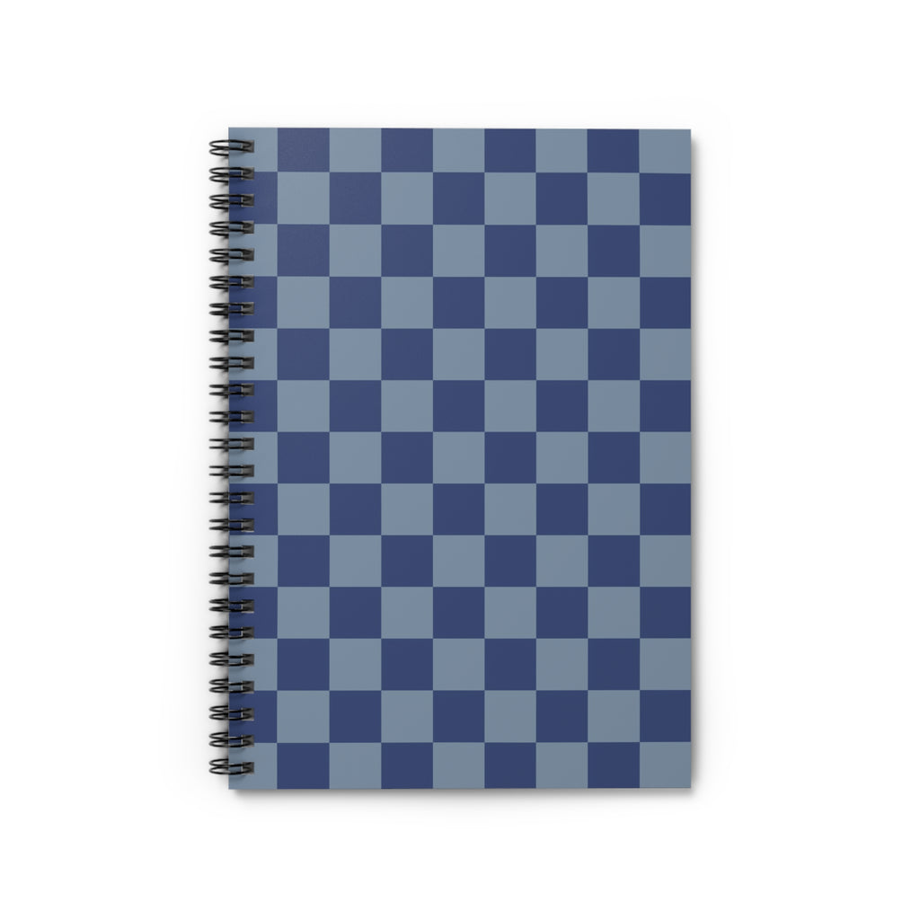 Soft Blue Checkerboard Notebook | Minimal Spiral Journal