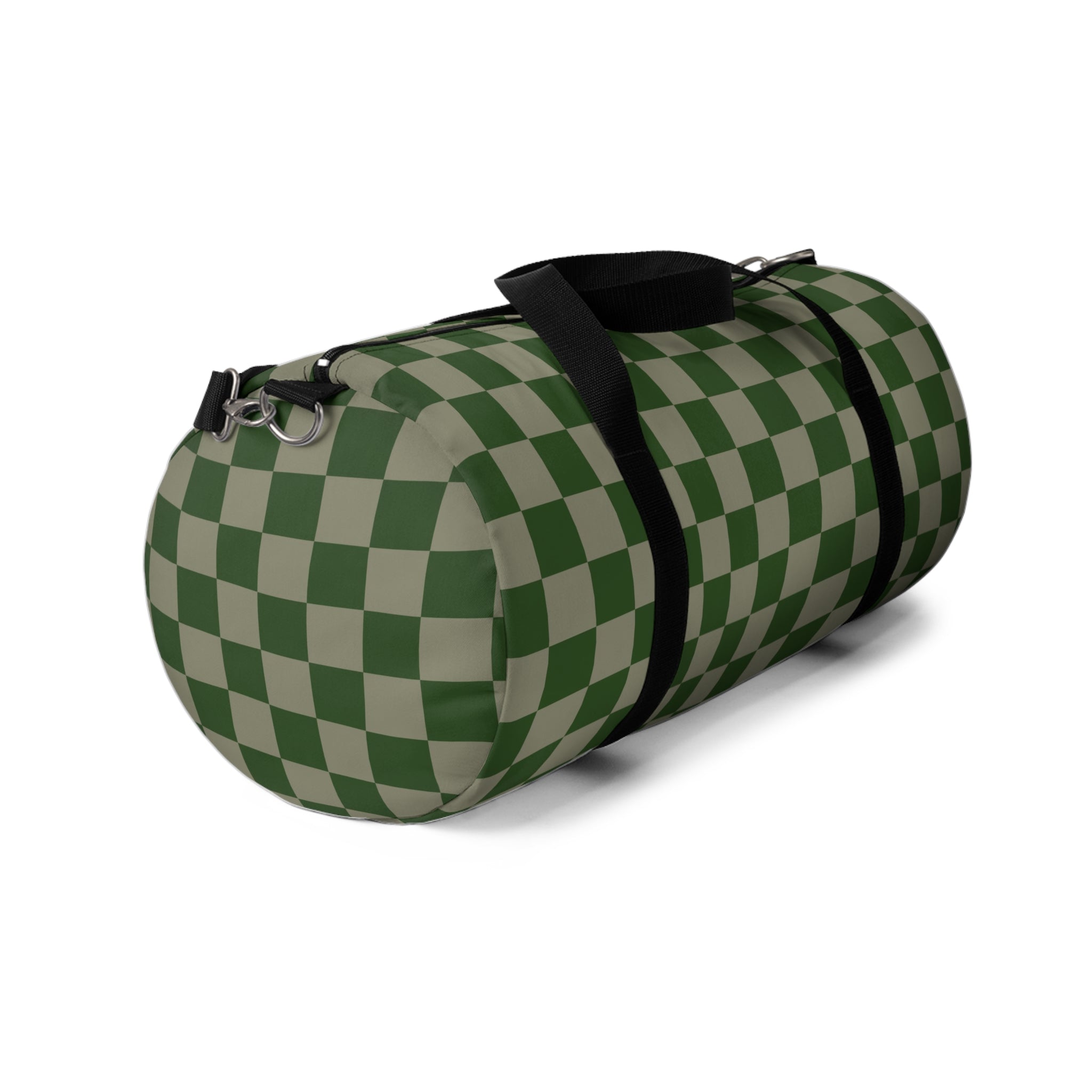 Soft Green Checkerboard Duffel Bag | Grid Travel Gym Bag