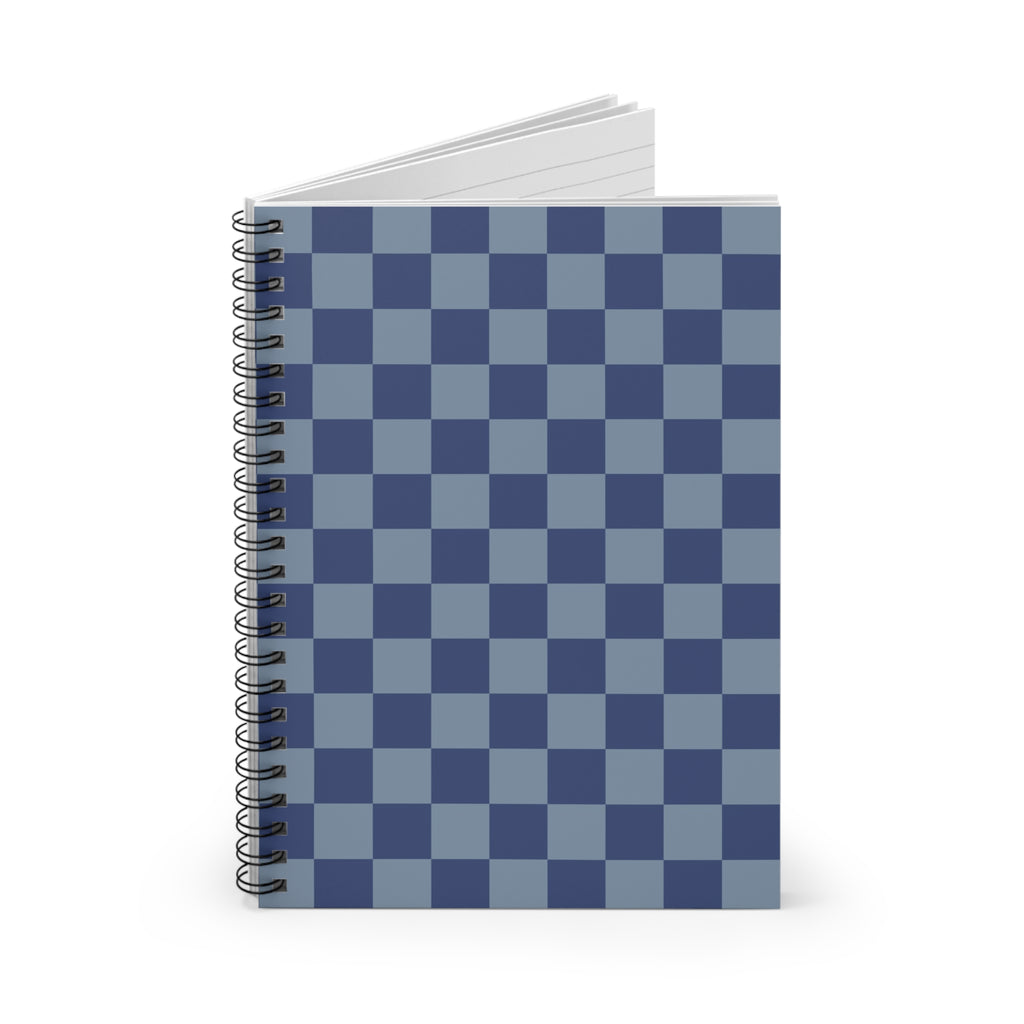 Soft Blue Checkerboard Notebook | Minimal Spiral Journal