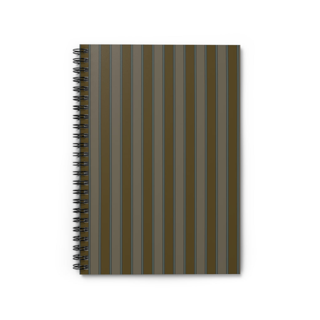 Soft Olive Vertical Striped Notebook | Minimal Spiral Journal