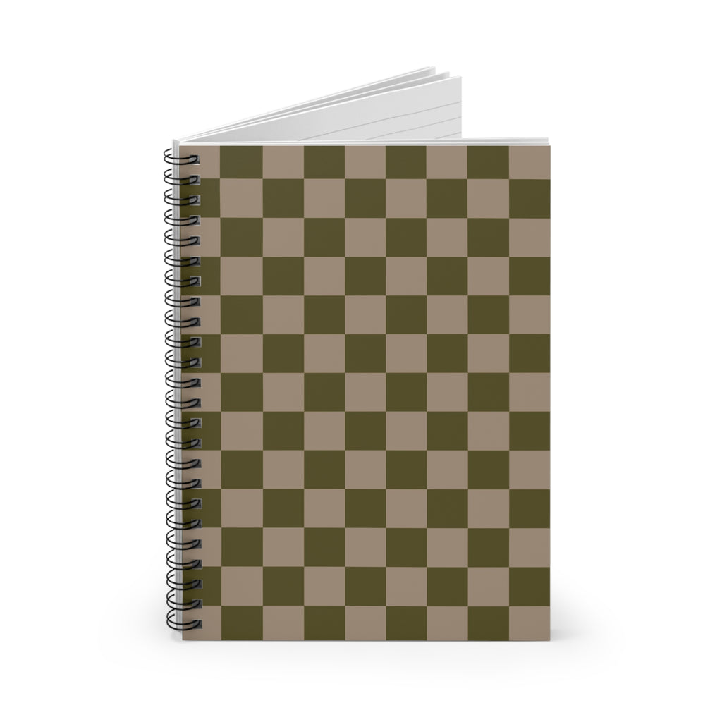 Soft Olive Clay Checkerboard Notebook | Minimal Spiral Journal