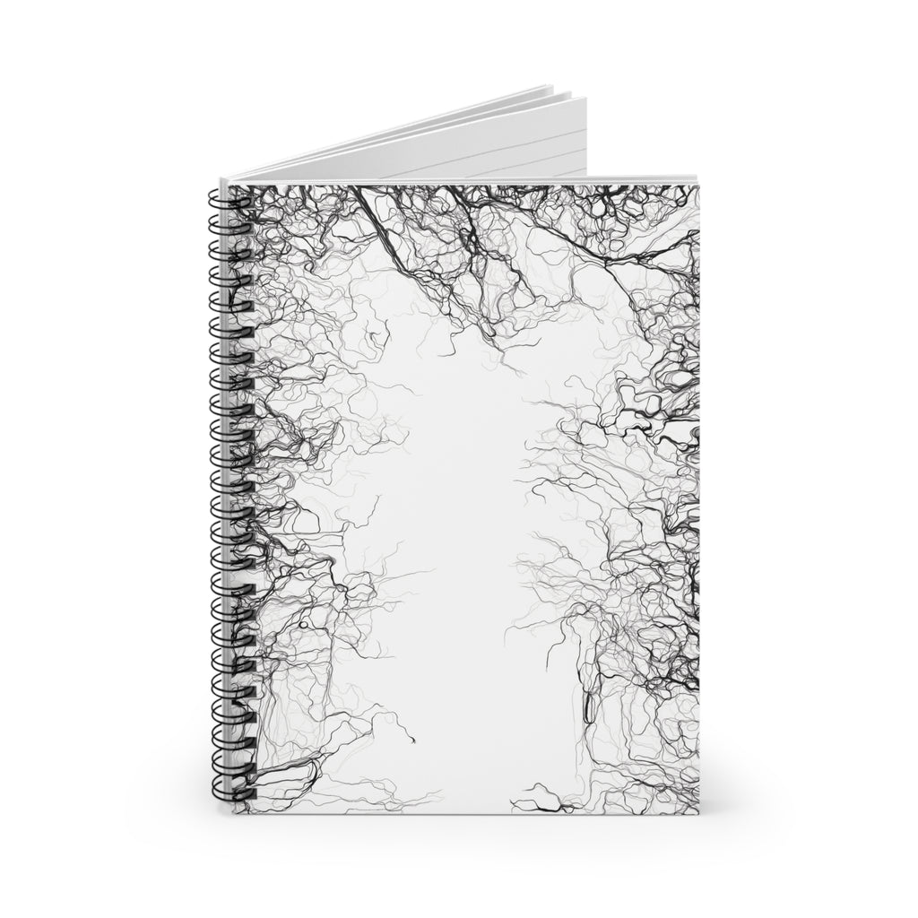 White Energy Line Art Notebook | Modern Abstract Spiral Journal