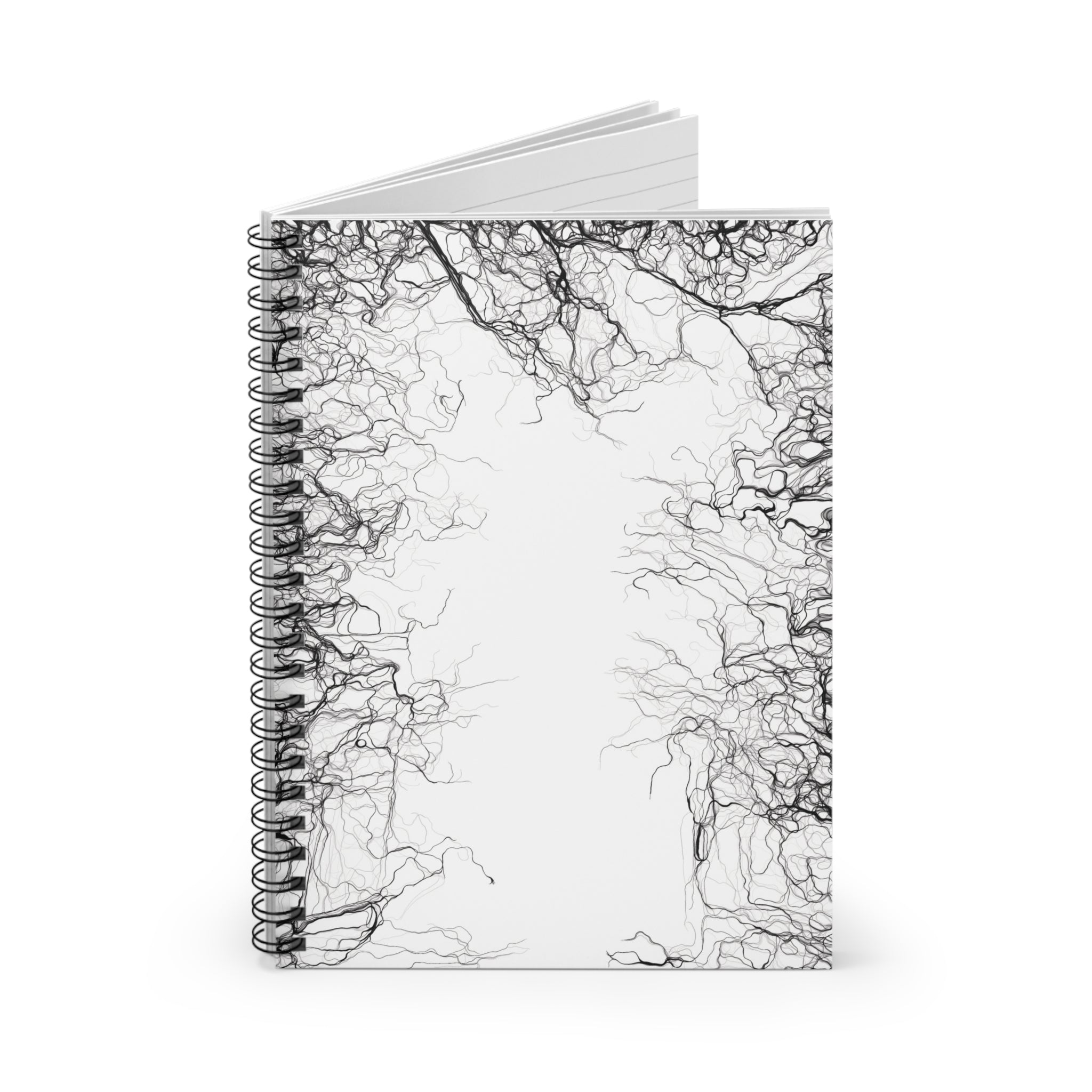 White Energy Line Art Notebook | Modern Abstract Spiral Journal