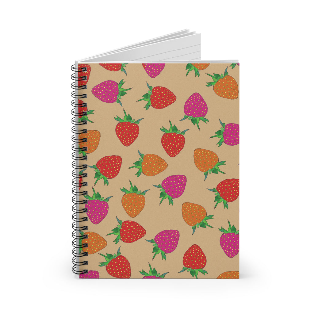 Strawberry Retro Notebook, Cozy Spiral Ruled Journal