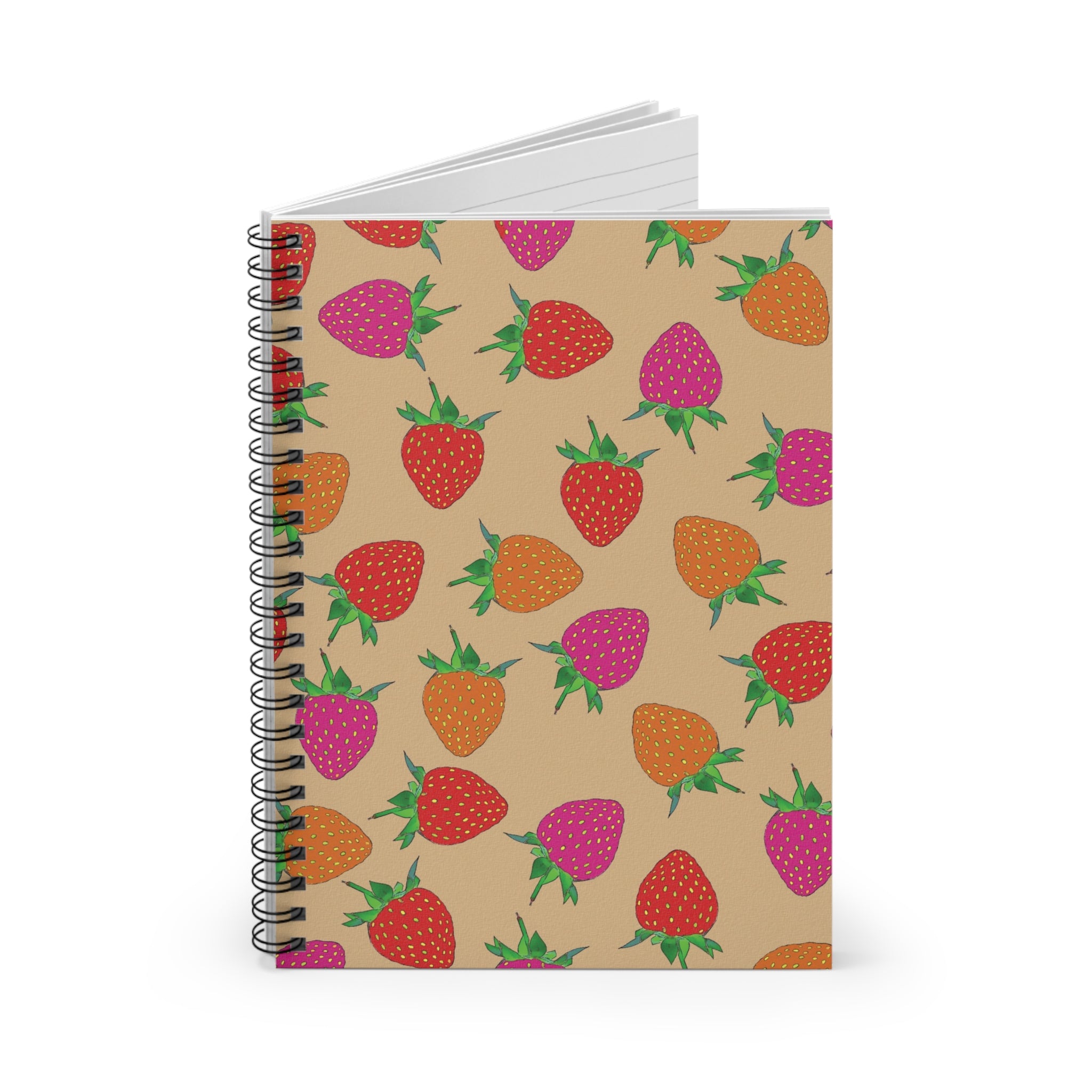 Strawberry Retro Notebook, Cozy Spiral Ruled Journal