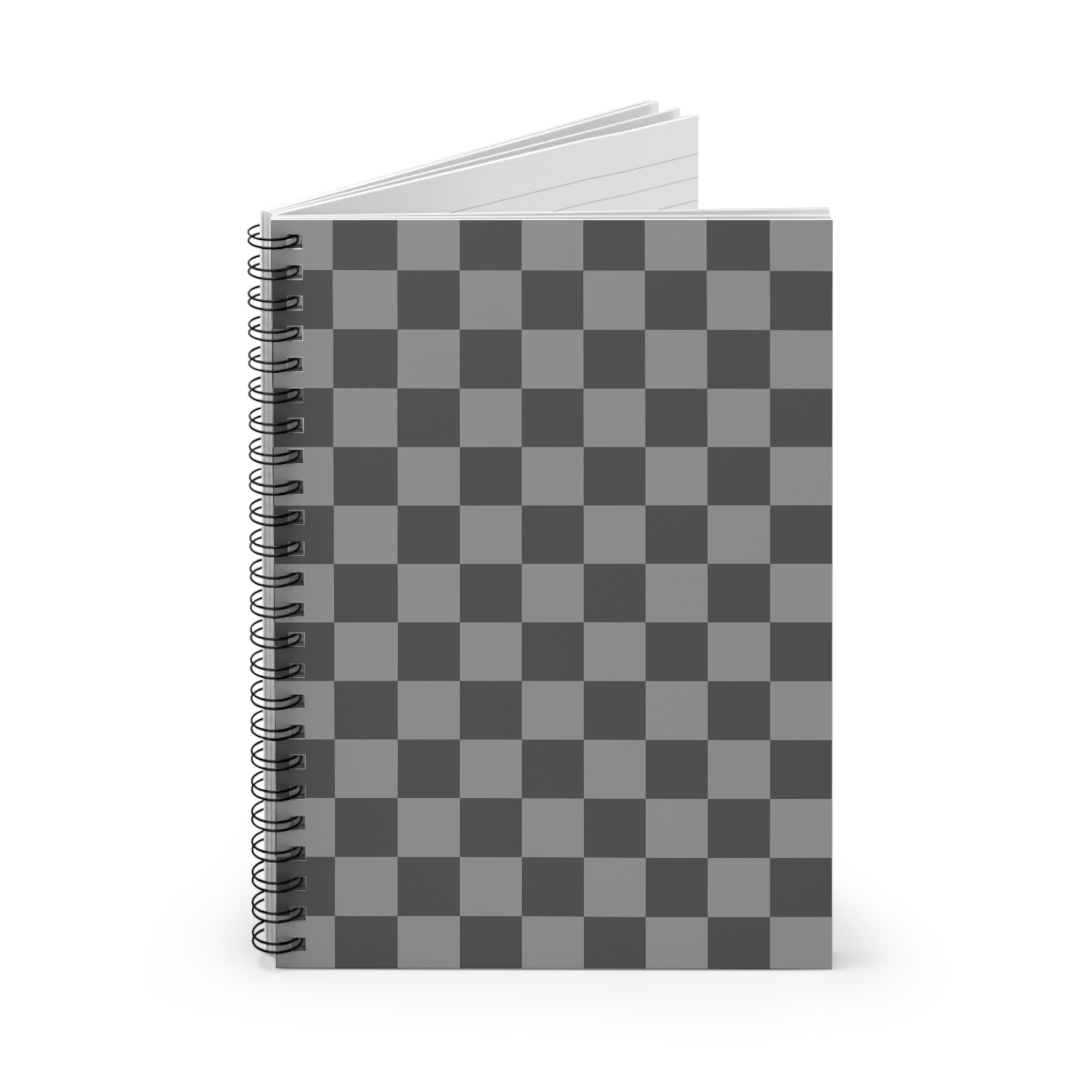 Soft Gray Checkerboard Notebook | Minimal Spiral Journal