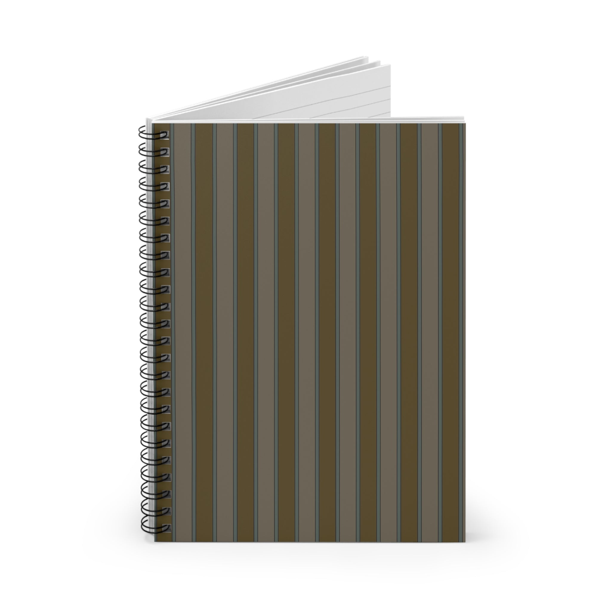 Soft Olive Vertical Striped Notebook | Minimal Spiral Journal