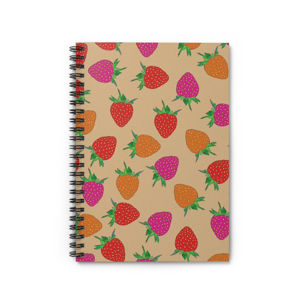 Strawberry Retro Notebook, Cozy Spiral Ruled Journal