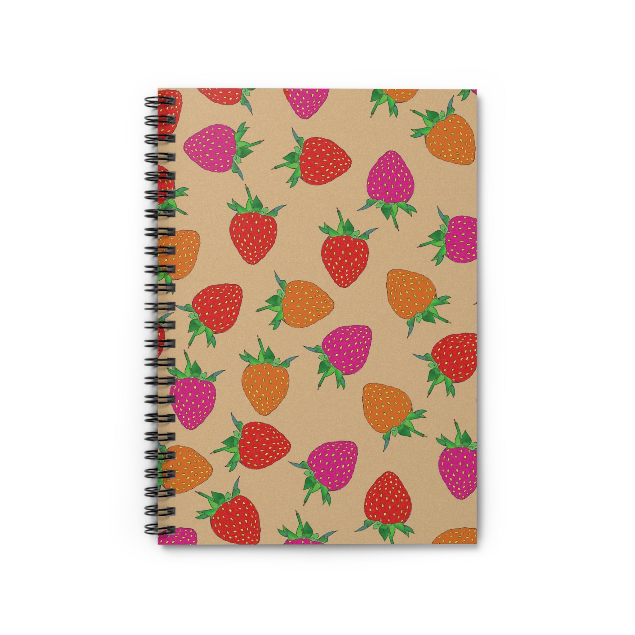 Strawberry Retro Notebook, Cozy Spiral Ruled Journal