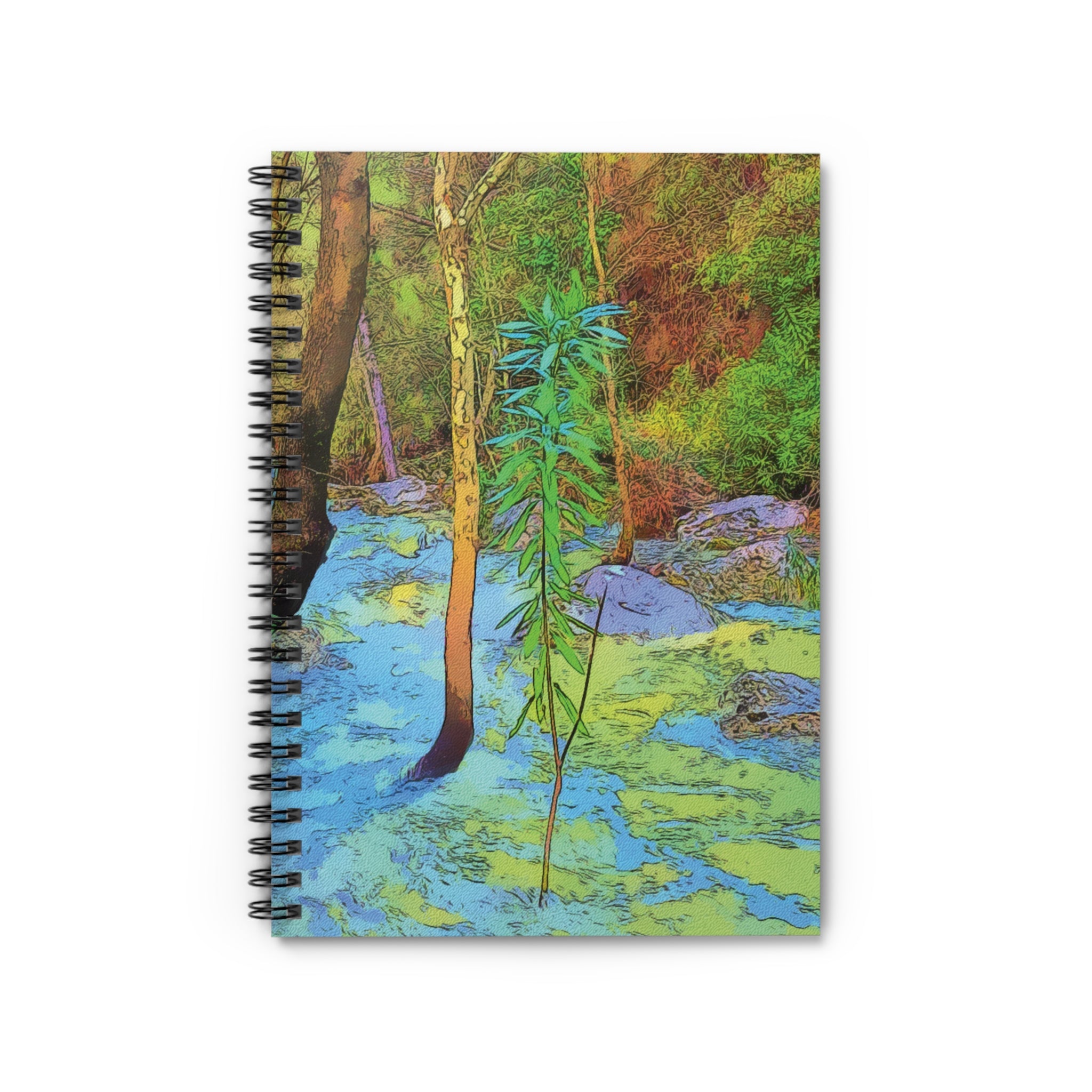 Forest Stream Artwork Spiral Notebook | Nature Scene Ruled Notebook