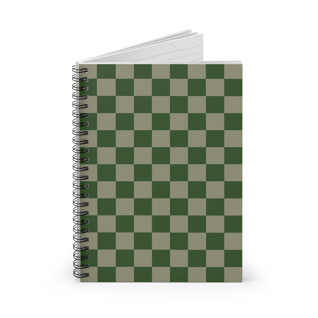 Soft Green Checkerboard Notebook | Minimal Spiral Journal