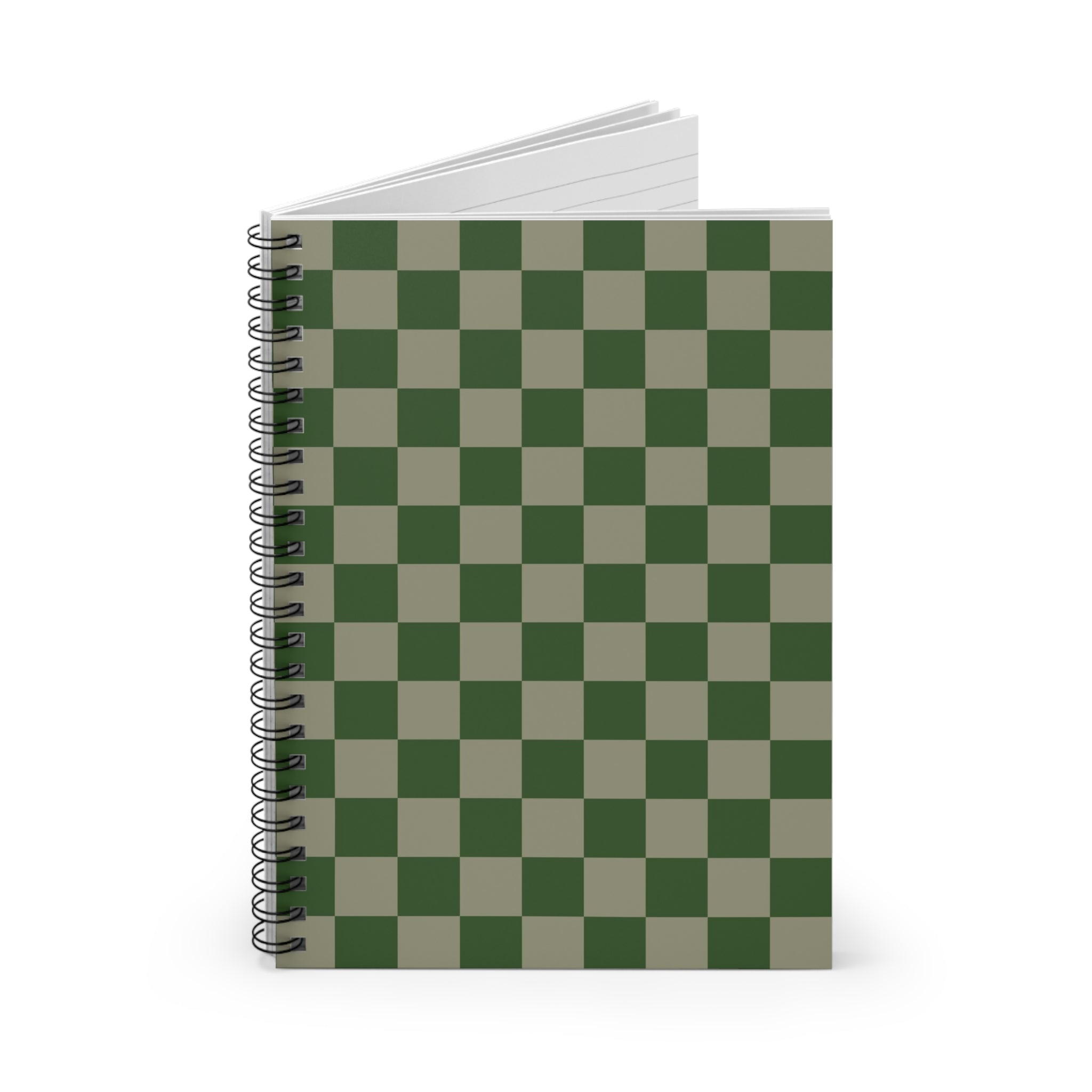 Soft Green Checkerboard Notebook | Minimal Spiral Journal