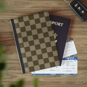 Soft Olive Checkerboard Passport Cover | Plaid Travel Passport Holder