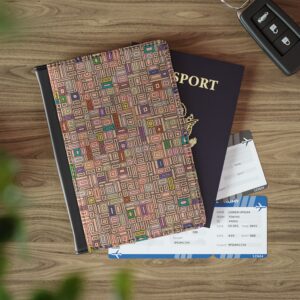 Colorful Grid Passport Wallet | Abstract Leather Passport Cover