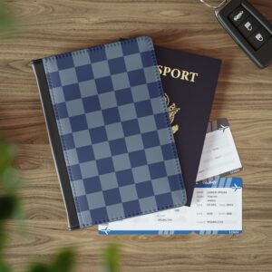 Soft Blue Checkerboard Passport Cover | Plaid Travel Passport Holder