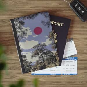Retro Sunset Pine Trees Passport Cover | Scenic Nature Travel Accessory
