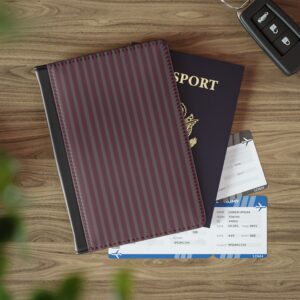 Burgundy Passport Wallet | Vertical Stripes Passport Cover