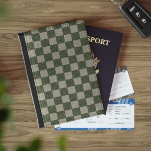 Moss Checkerboard Passport Cover | Travel Document Holder