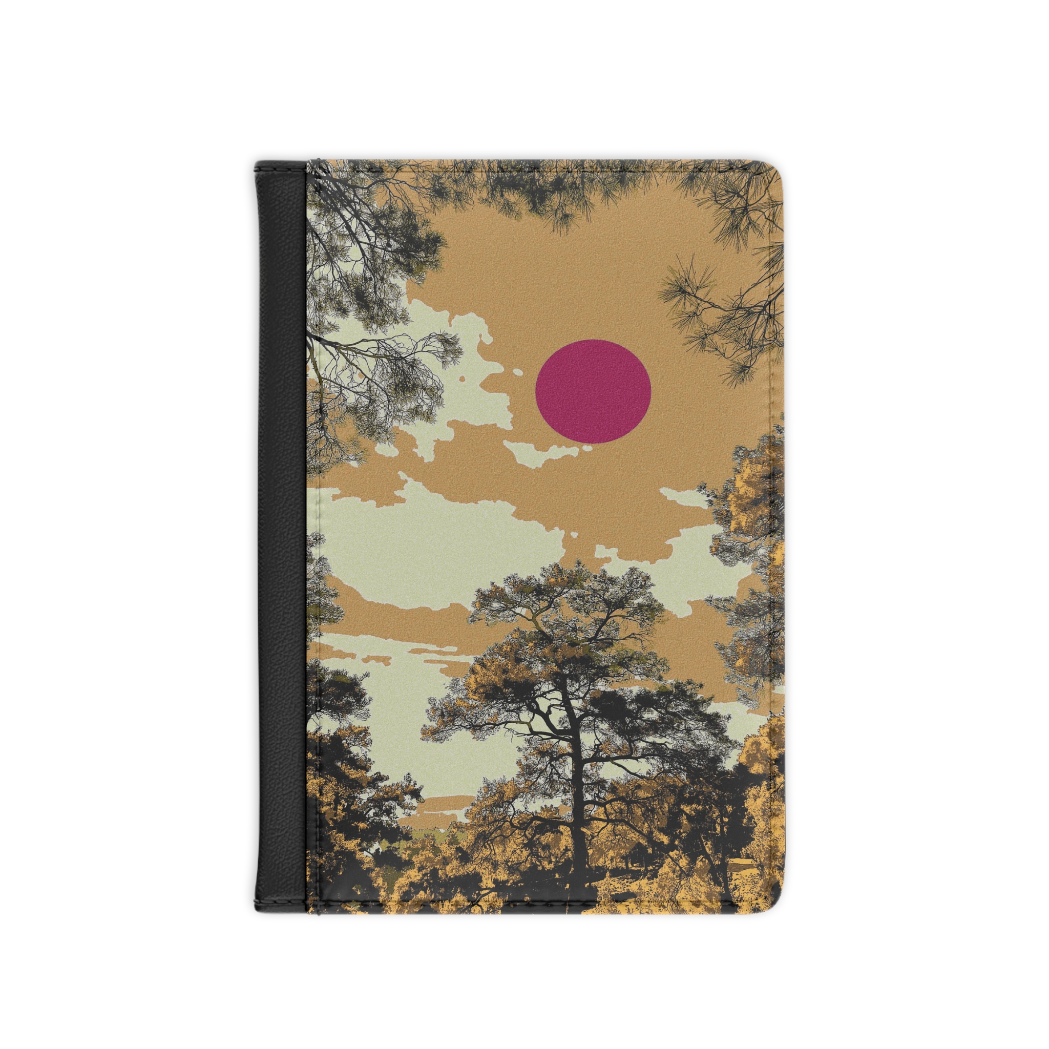 Retro Sunset Pine Passport Cover | Minimal Landscape Travel Accessory - Image 3