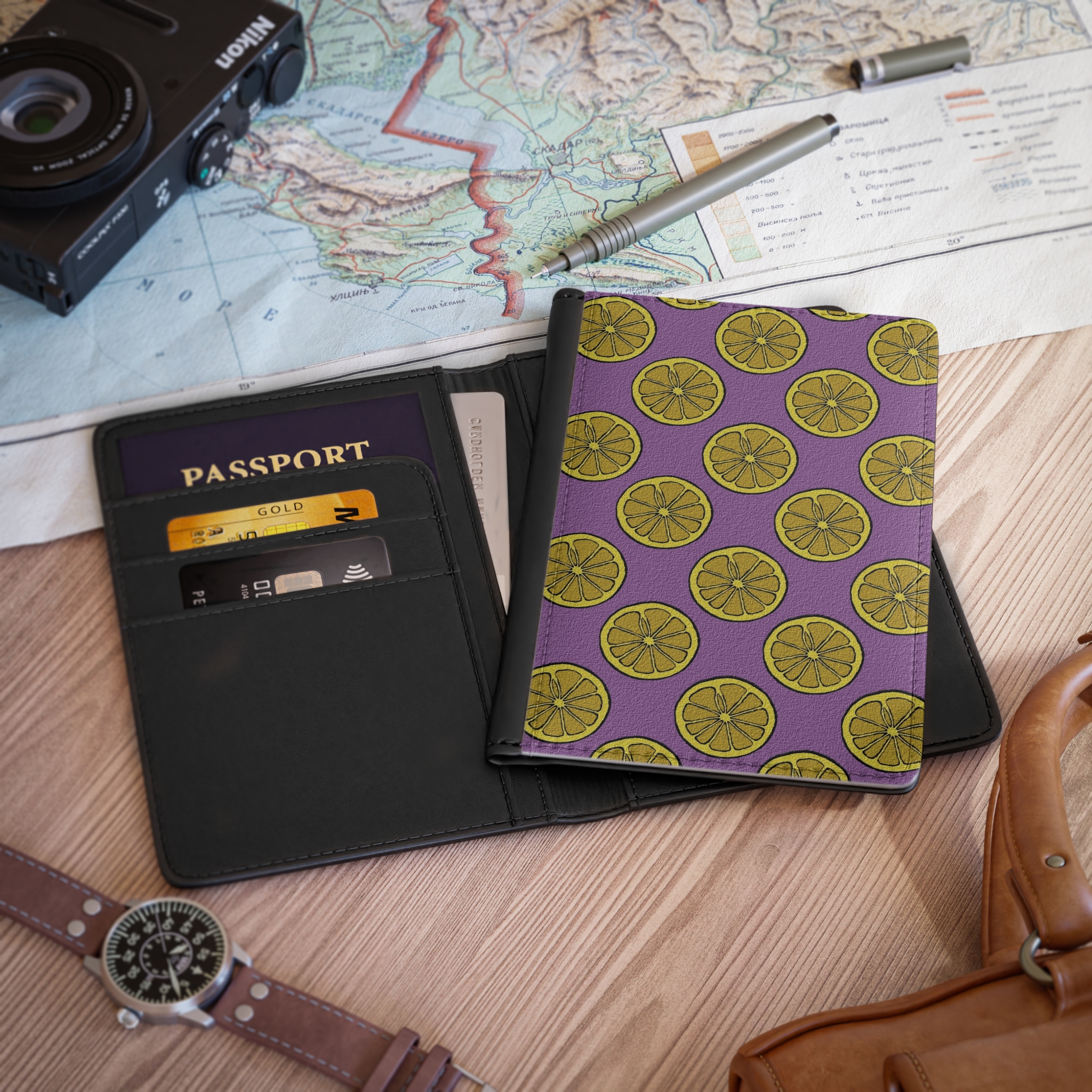 Purple Lemon Passport Holder | Citrus Passport Cover - Image 2