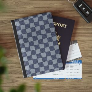 Blue Checkerboard Passport Cover | Denim Check Passport Holder