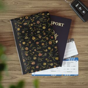 Vintage Dark Floral Passport Wallet | Cottagecore Leather Passport Case