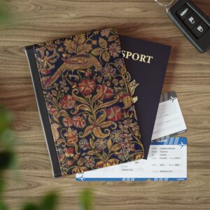 Vintage Floral Artwork Travel Wallet | Slim Leather Passport Holder