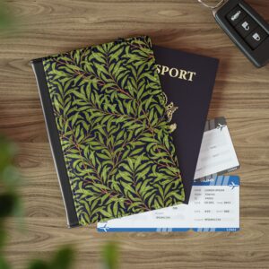 Willow Leaf Pattern Passport Cover | Green Botanical Travel Accessory