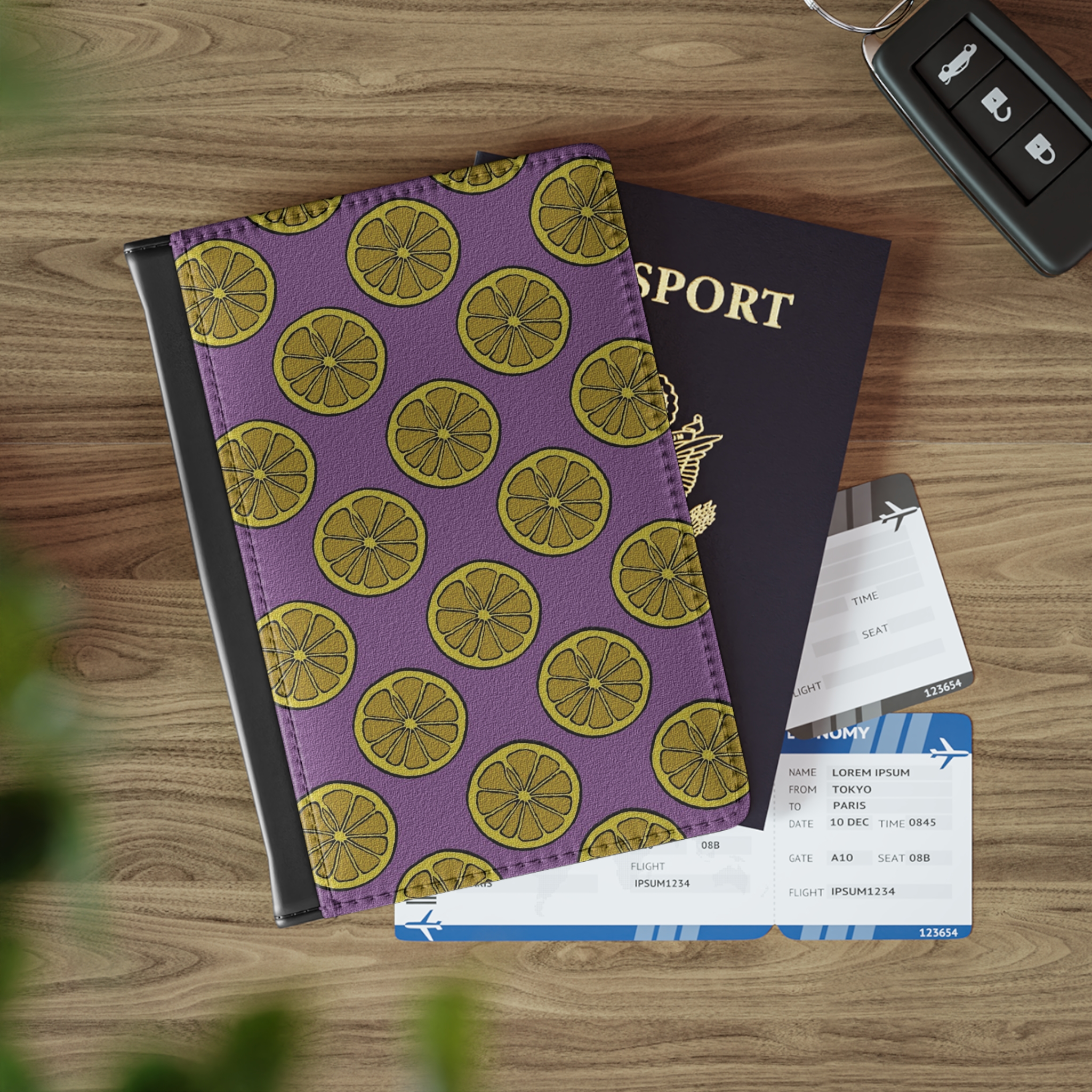 Purple Lemon Passport Holder | Citrus Passport Cover