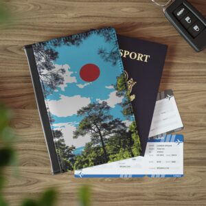 Red Sun Pine Forest Passport Cover | Scenic Nature Travel Accessory