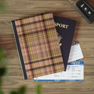 Beige Plaid Passport Holder | Retro Tartan Passport Cover