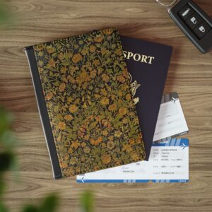 Retro Floral Passport Holder | Dark Leather Passport Cover
