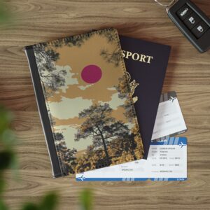 Retro Sunset Pine Passport Cover | Minimal Landscape Travel Accessory