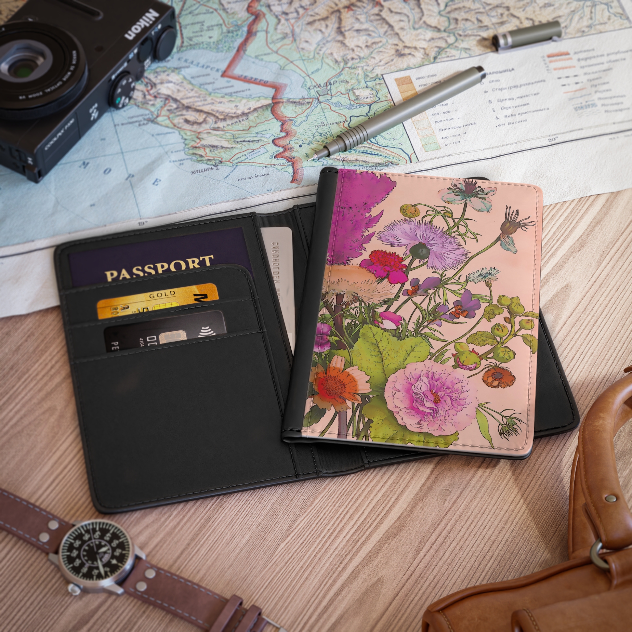 Botanical Flower Passport Holder | Vintage Bouquet Passport Cover - Image 2