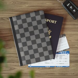 Gray Checkerboard Passport Cover | Plaid Travel Passport Holder