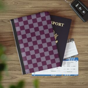 Purple Checker Passport Holder | Slim Leather Passport Wallet